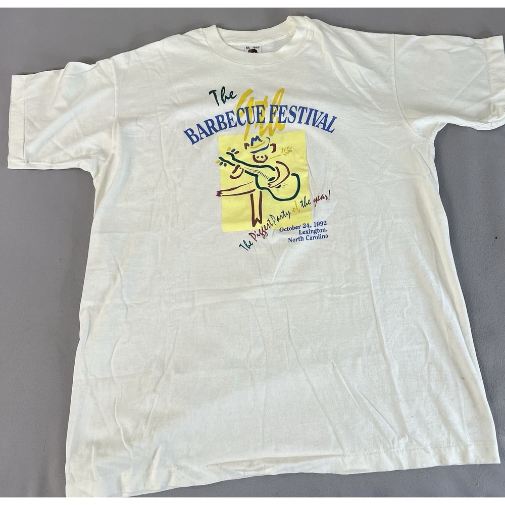 VNT Fruit Of The Loom T Shirt Barbecue Festival 1992 Lexington NC Sz XL Y2K USA